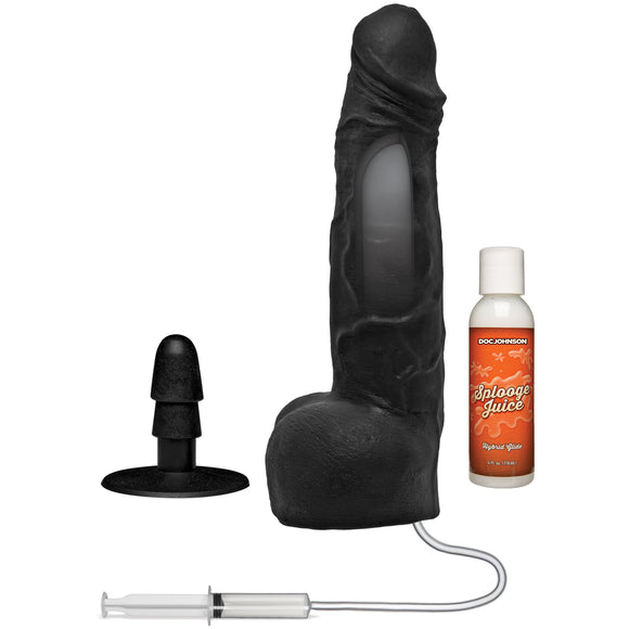 Merci - 10 Inch Dual Density Squirting Cumplay  Cock With Removable Vac-U-Lock Suction Cup -  Black DJ2406-17-BX
