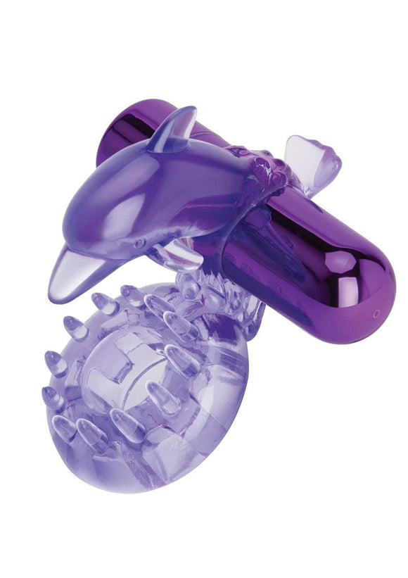 Bodywand Rechargeable Dolphin Ring With Ticklers - Purple X-BW1501