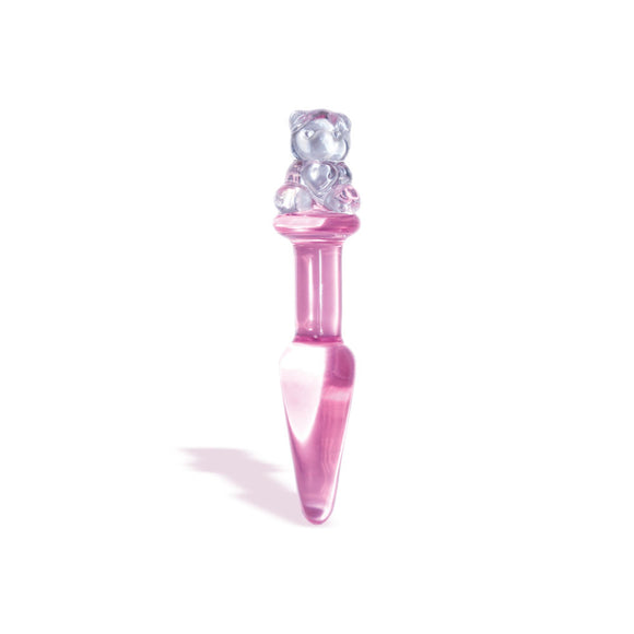 The 9's First Glass Teddy Love Butt Plug - Pink ICB2636-2