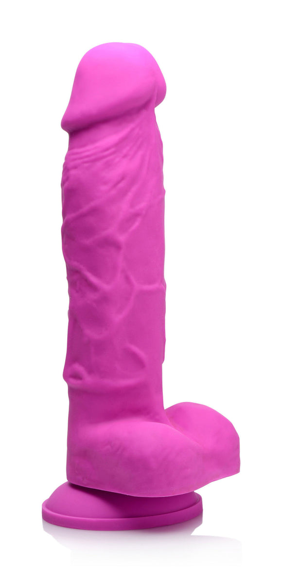Power Pecker 7 Inch Silicone Dildo With Balls - Pink SU-AG371PNK