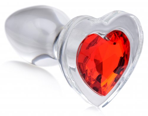 Red Heart Gem Glass Anal Plug - Small BTYS-AG432-SML
