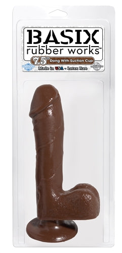 Basix Rubber Works - 7.5 Inch Dong With Suction  Cup - Brown PD4221-29