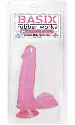 Basix Rubber Works - 6 Inch Dong With Suction Cup - Pink PD4227-11