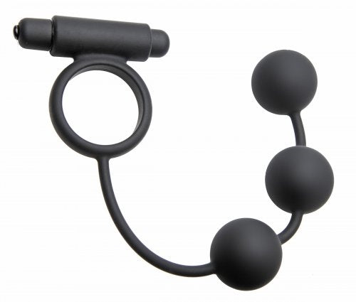 Tri-Orb Vibrating Cock Ring and Silicone  Weighted Anal Balls MS-AE432