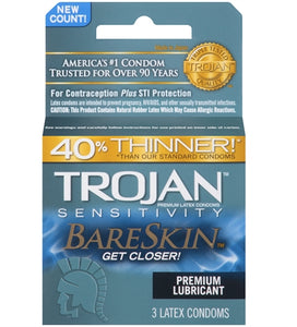 Trojan Sensitivity Bareskin Lubricated  Condoms - 3 Pack TJ95705