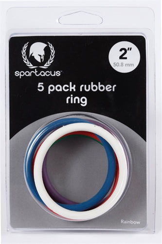 Rubber Cock Ring 5 Pack - 2 Inches - Rainbow BSPR-48