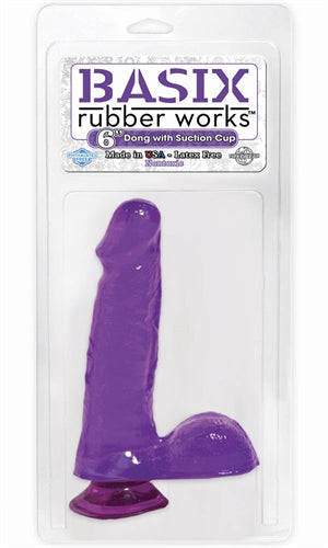 Basix Rubber Works - 6 Inch Dong With Suction Cup - Purple PD4227-12
