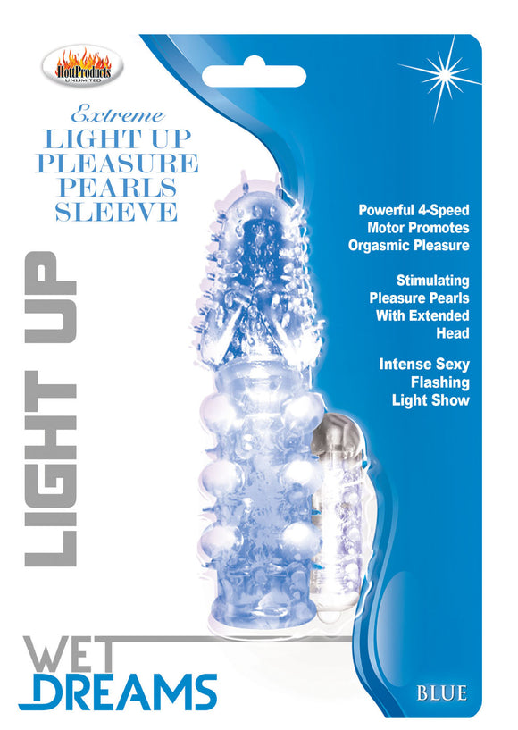 Light Up Extreme Pleasure Pearls Sleeve - Blue HTP2786