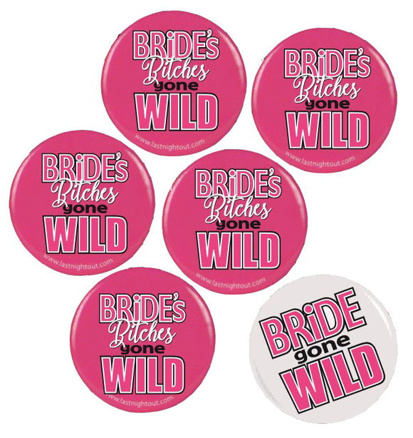 Bride Gone Wild Button Assortment  - 6 Buttons GFF-1003