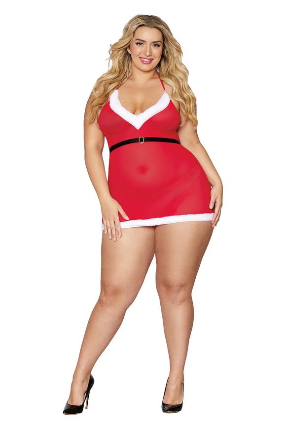 Santa Baby Chemise - Queen Size - Lipstick Red