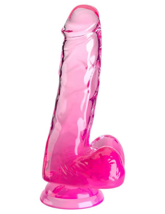 King Cock Clear 6 Inch With Balls - Pink PD5752-11