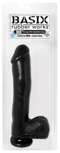 Basix Rubber Works - 10 Inch Dong With Suction Cup - Black PD4222-23