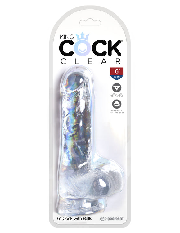 King Cock Clear 6 Cock With Balls PD5752-20