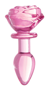 Pink Rose Glass Anal Plug - Small BTYS-AG650-SML