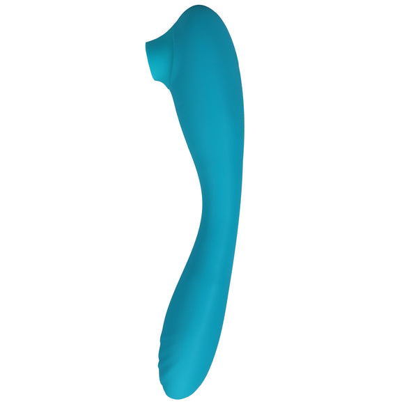 This Product Sucks - Sucking Clitoral Stimulator  With Bendable G-Spot Vibrator - Teal DJ0990-25-BX