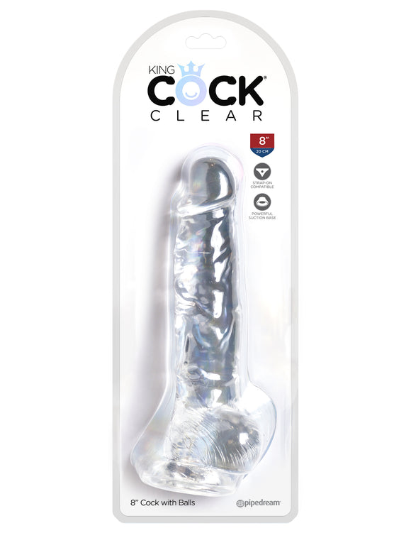 King Cock Clear 8 Inch Cock With Balls PD5756-20