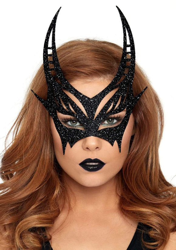Glitter Die Cut Devil Masquerade Mask - Black LA-A2821BLK