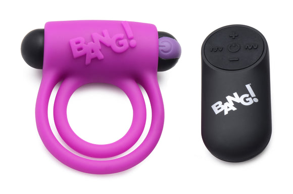 Bang - Silicone Cock Ring and Bullet With Remote Control - Purple BNG-AG572-PUR