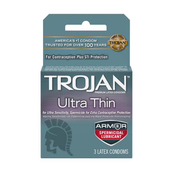 Trojan Ultra Thin Armor Spermicidal Condoms - 3 Pack TJ92720