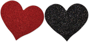 Nipplicious - Heart Shape Pasties - Glitter  -  Red and Black HTP3339
