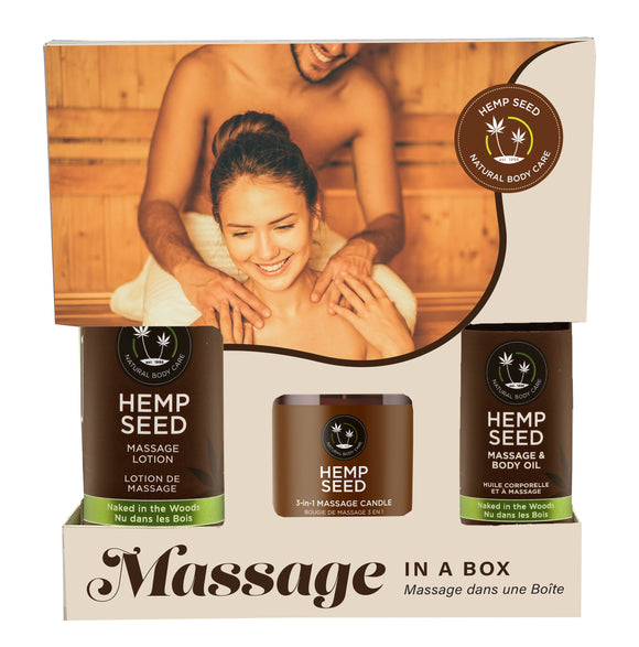 Hemp Seed Massage in a Box Gift Set - Naked in the Woods EB-HSMIB022