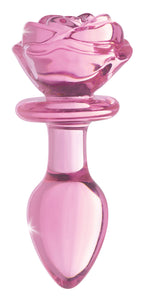 Pink Rose Glass Anal Plug - Medium BTYS-AG650-MED
