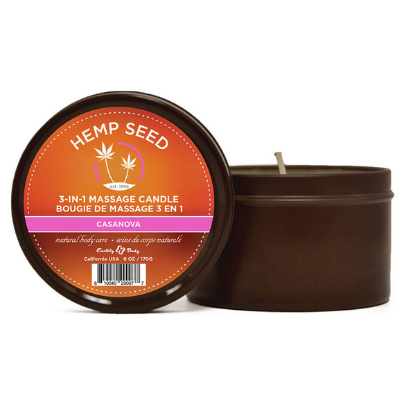 Hemp Seed 3-in-1 Massage Candle - Casanova - 6 Oz./ 170g EB-HSC035