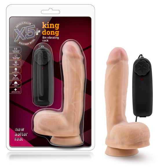 X5 Plus - King Dong - 8 Inch Vibrating Cock -  Vanilla BL-52513