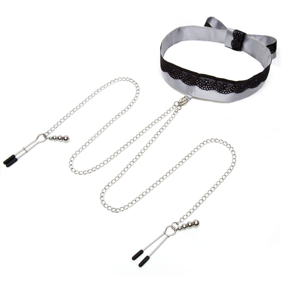 Fifty Shades of Grey Play Nice Satin Collar  and Nipple Clamps LHR-80024