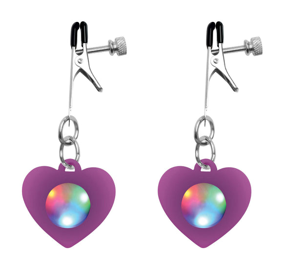 Silicone Light Up Heart Nipple Clamps CH-AG793