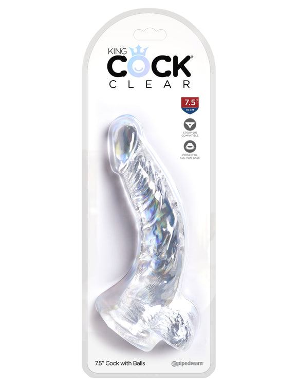 King Cock Clear 7.5 Cock With Balls PD5755-20
