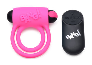 Bang - Silicone Cock Ring and Bullet With Remote Control - Pink BNG-AG572-PNK
