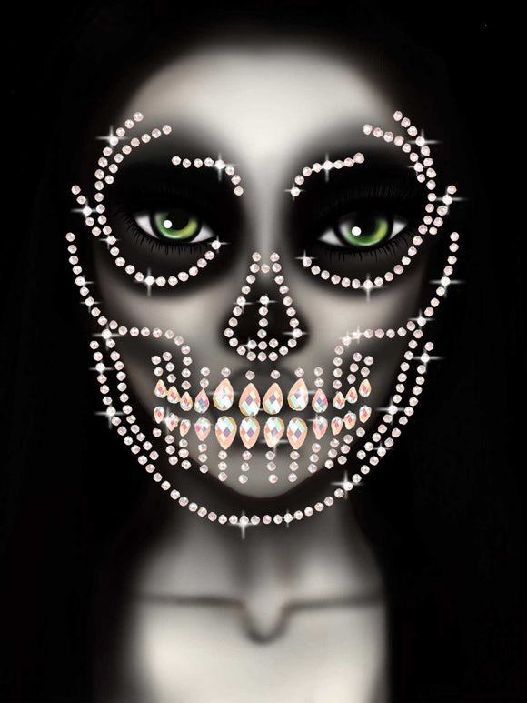 Glow in the Dark Skull Face Jewels Sticker LA-EYE048