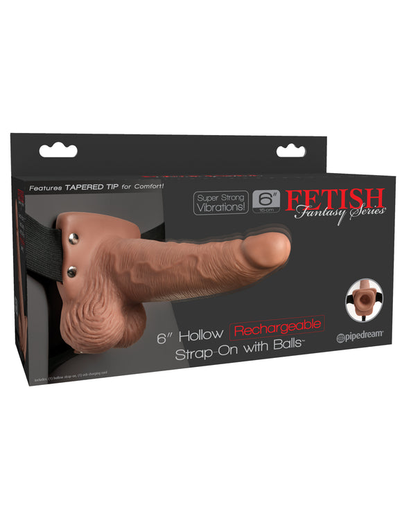 Fetish Fantasy Series 6 Hollow Rechargeable Strap-on With Balls - Tan PD3395-22