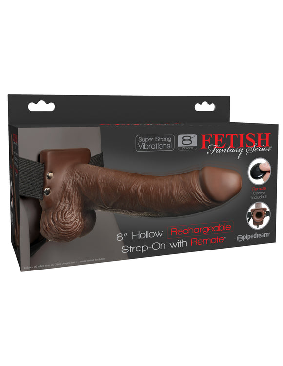 Fetish Fantasy Series 8 Inch Hollow Rechargeable Strap-on With Remote - Brown PD3394-29