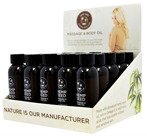 Hemp Seed Massage and Body Oil - 25 Piece Display - Assorted Scents - 2 Fl. Oz. Bottles EB-MAS202D