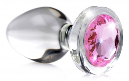 Pink Gem Glass Anal Plug - Large BTYS-AG430-LRG