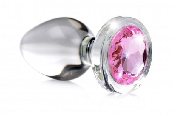 Pink Gem Glass Anal Plug - Small BTYS-AG430-SML