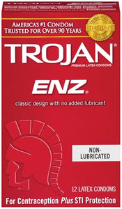 Trojan Enz Non-Lubricated Condoms - 12 Pack TJ90752