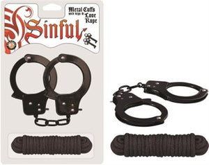 Sinful Metal Cuffs With Keys & - Love Rope - Black NW2544-3