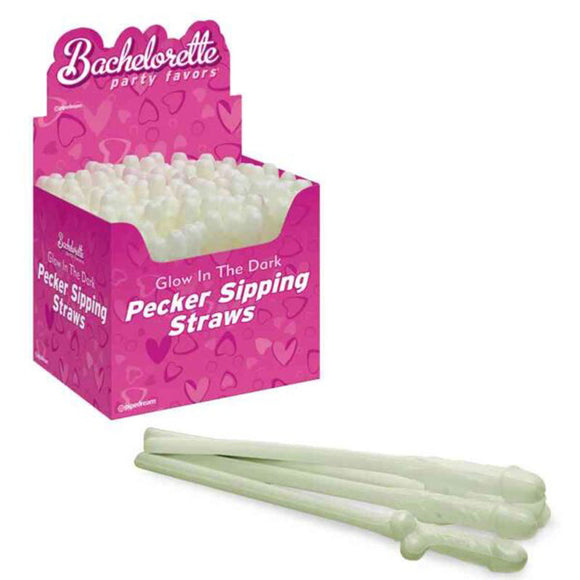 Bachelorette Party Favors Pecker Sipping Straws - 144 Piece Display - Glow-in-the-Dark PD6206-99D