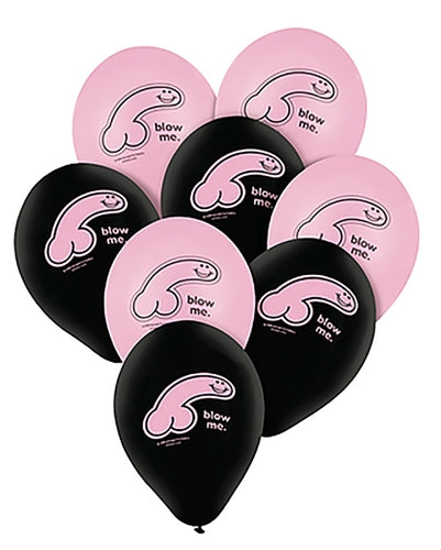 Willy Blow Me Balloons - 8 Pack - Pink & Black GFF-732