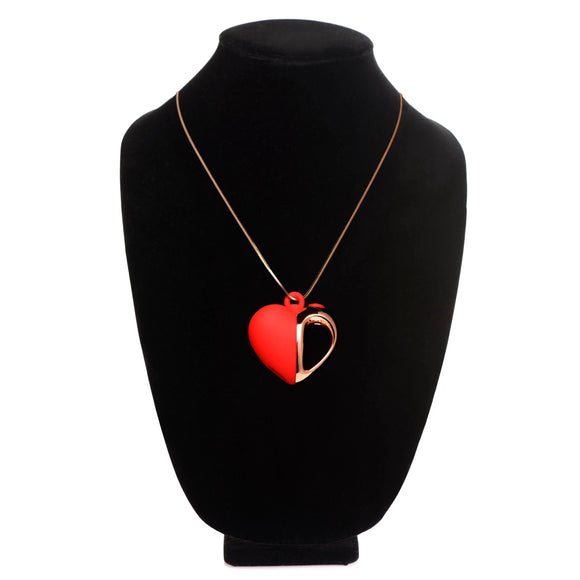 10x Vibrating Silicone Heart Necklace - Rose Gold/ Red CH-AH102