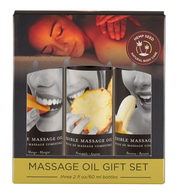 Edible Massage Oil Gift Set Box Three 2 Oz Bottles EB-MSEG003TR