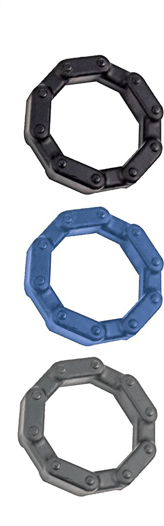 Anal-Ese Chainlink Cockrings - Black/blue/grey NW2940