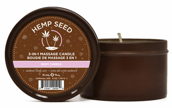 Hemp Seed 3 in 1 Massage Candle 6 Oz - Rosy Cheeks EB-HSC0094