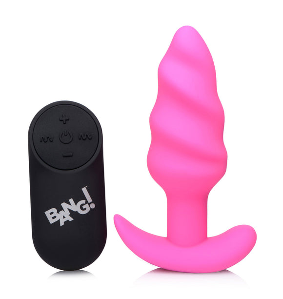 21x Silicone Swirl Plug With Remote - Pink BNG-AG564-PNK