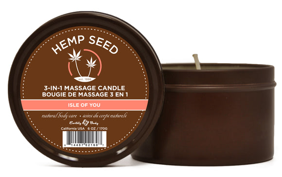 Hemp Seed 3-in-1 Massage Candle - Isle of You - 6 Oz. EB-HSC052