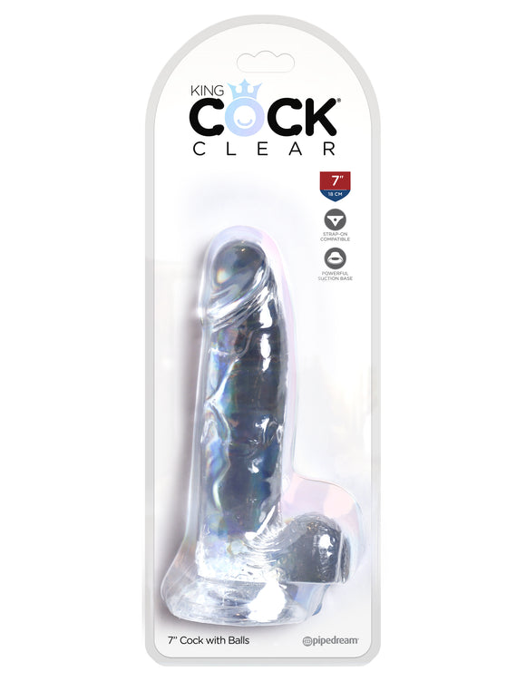 King Cock Clear 7 Cock With Balls PD5754-20