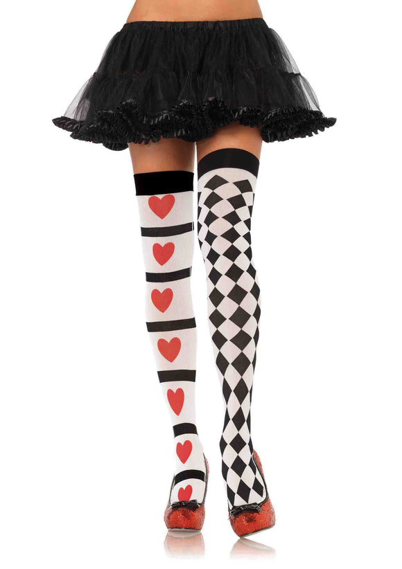 Harlequin and Heart Thigh Highs LA-6315